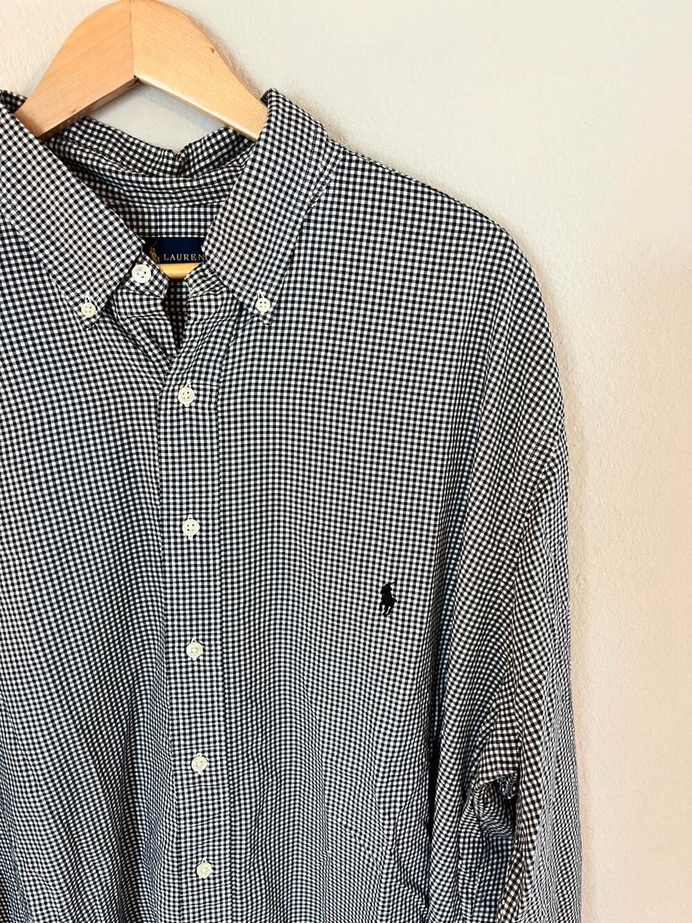 Polo Ralph Lauren, Big&Tall 2XLT Black Gingham Print Button Down,Business Casual